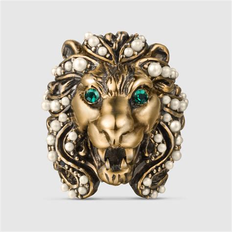 gold gucci lion ring|female gucci lion ring.